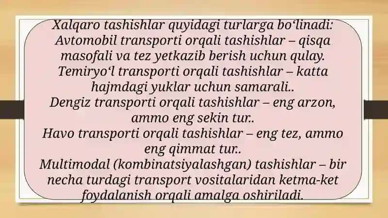 Xalqaro tashishlar 3