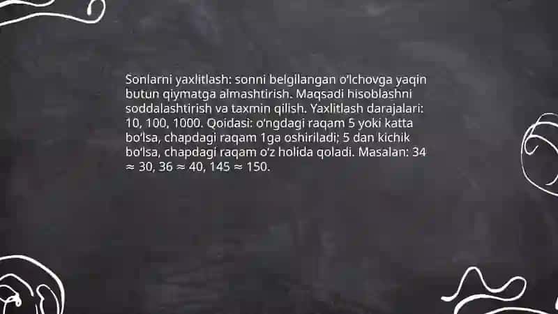 Sonlarni yaxlitlash. Rim raqamlari 3