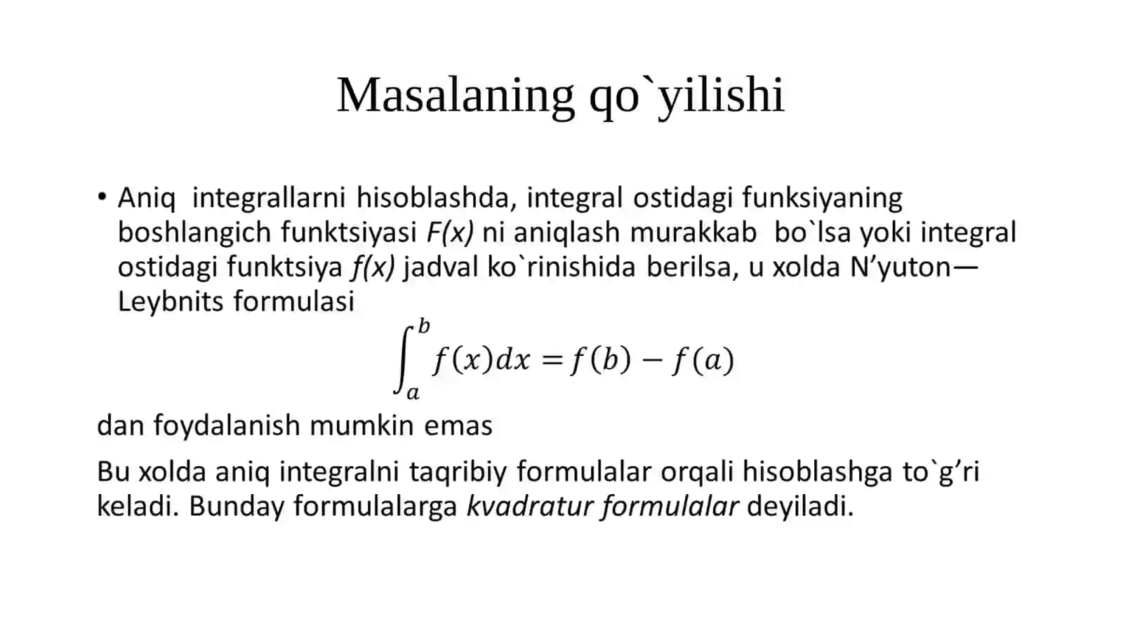 Aniq integrallarni taqribiy hisoblash 3