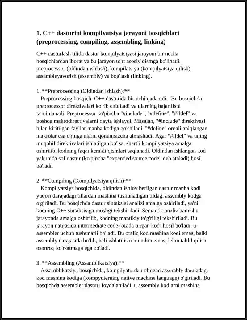 C++ DASTURLASH TILIDA DASTUR KOMPILYATSIYASI VA KOMPILYATOR TURLARI 3
