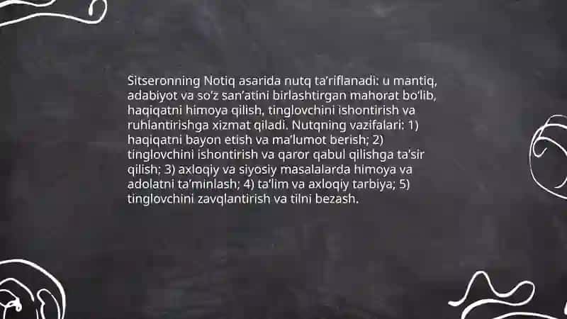 Sitseronning "Notiq" asari 3