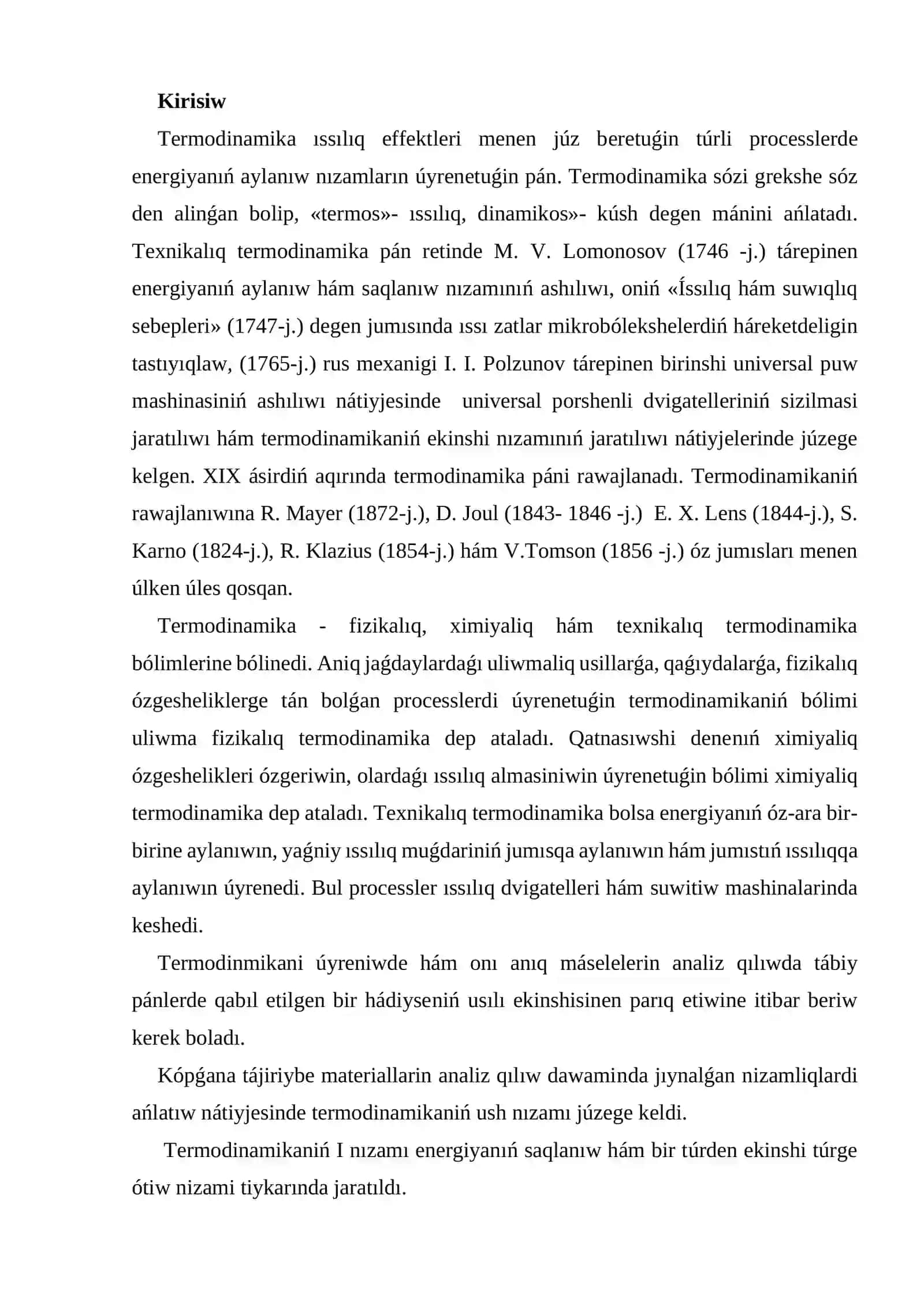 "Termodinamika tiykarlari" 3