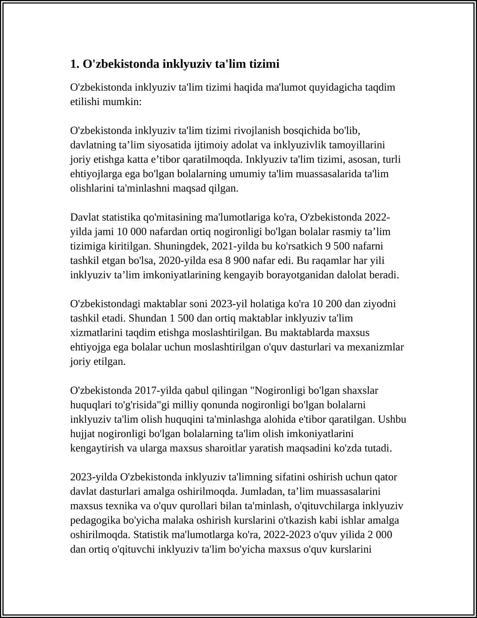 O'ZBEKISTONDA INKILYUZIV TA'LIMNING XOZIRGI XOLATI 3