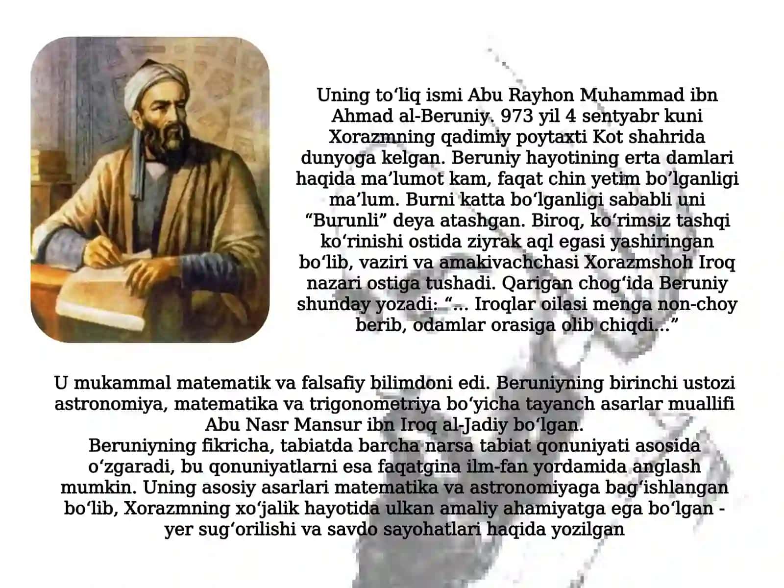 Abu Rayhon Beruniy haqida ma'lumot 3