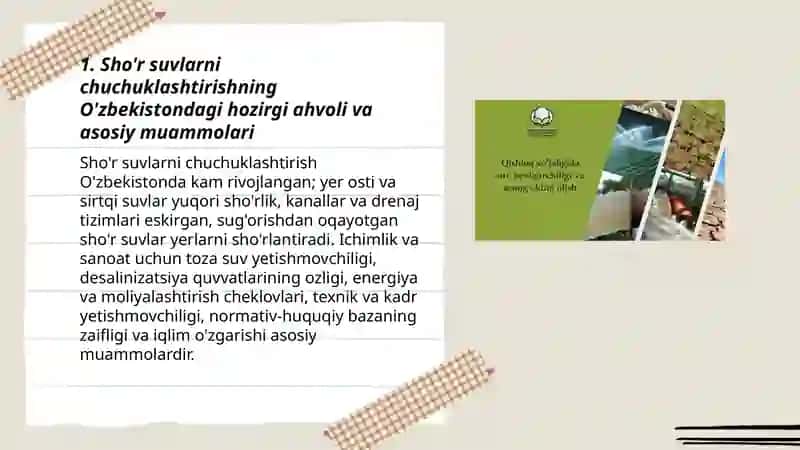 Sho'r suvlarni chuchuklashtirish g'oya yaratish 3