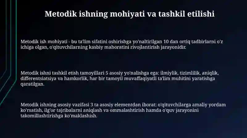 Metodik ishning asosiy yo'nalishlari va vazifalari 3