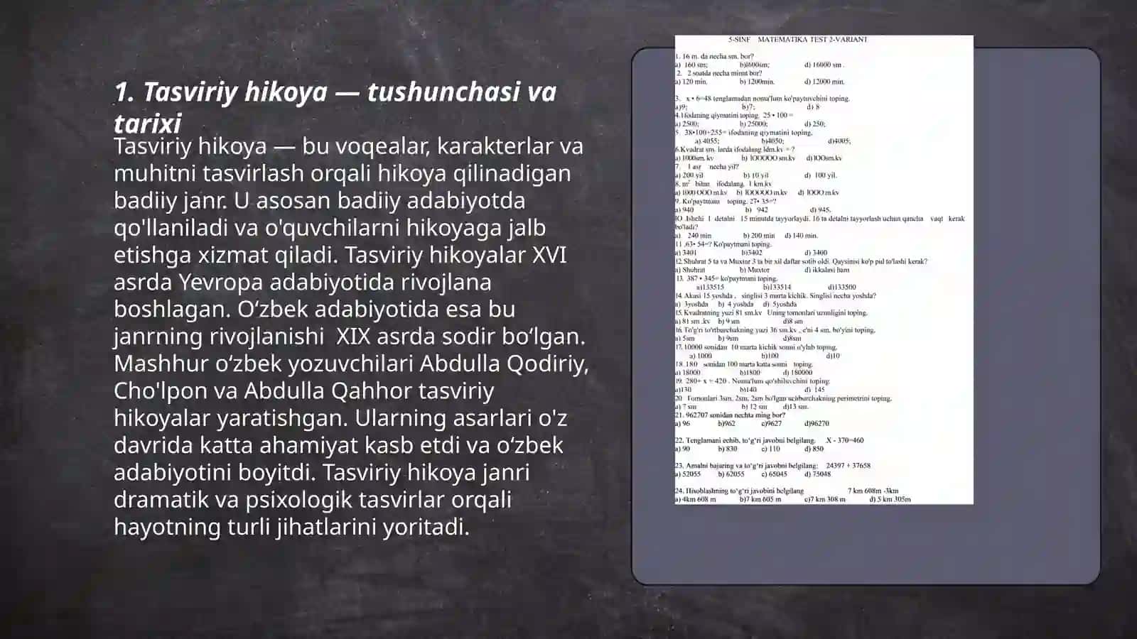 Matn turlari tasviriy hikoya va muhokama 3