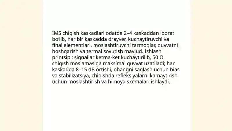 IMS chiqish kaskadlari 3