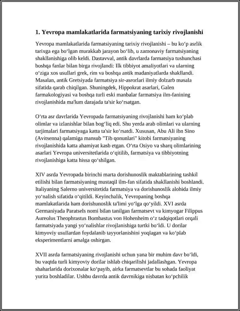 YEVROPA MAMLAKATLARIDA FARMATSIYANI RIVOJLANISHI 3