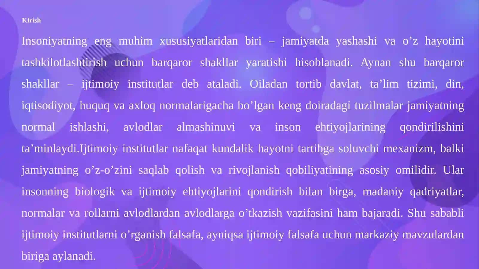 Ijtimoiy institutlarning shakllanishi va ahamiyati 3