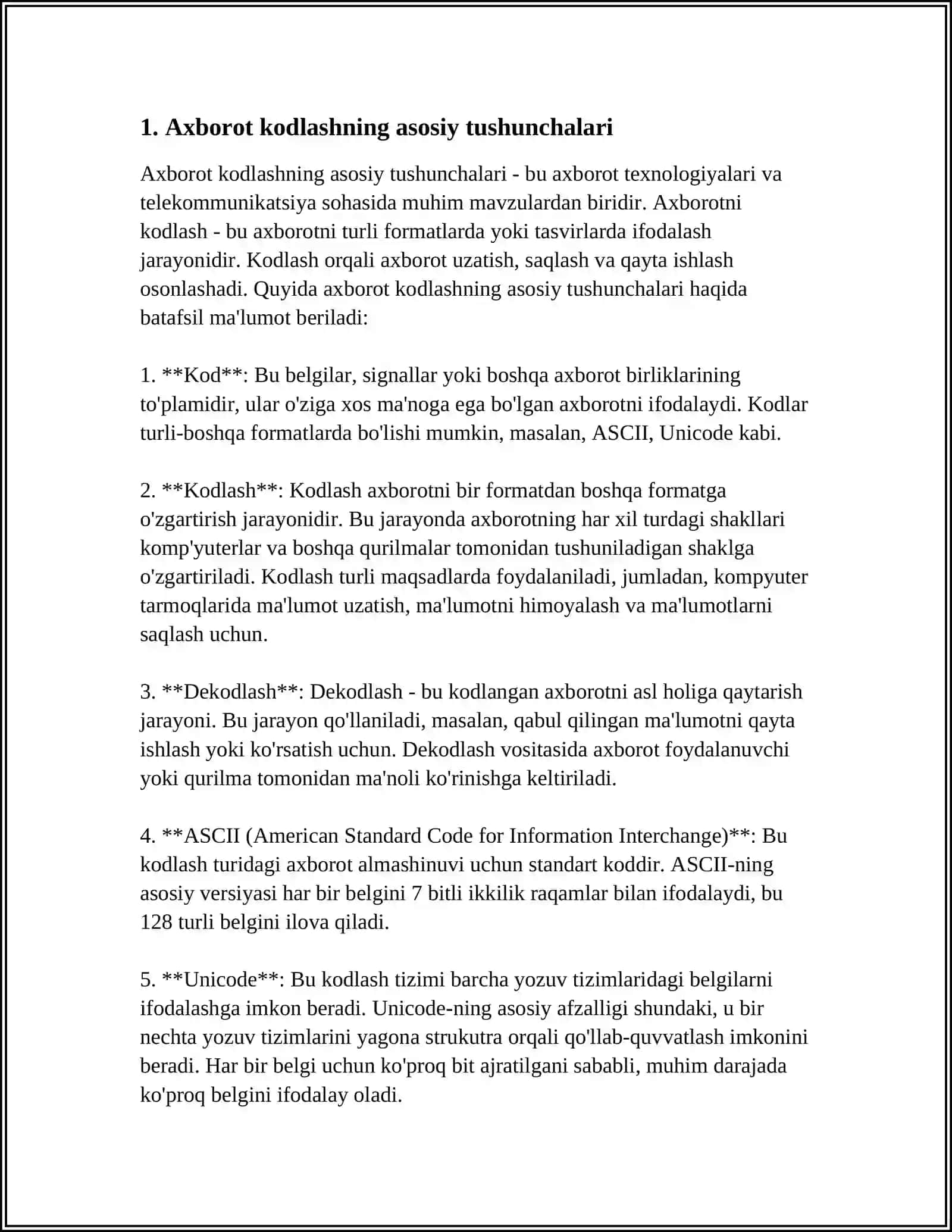 MATNLI AXBOROTLARNI KODLASH USULLARI 3