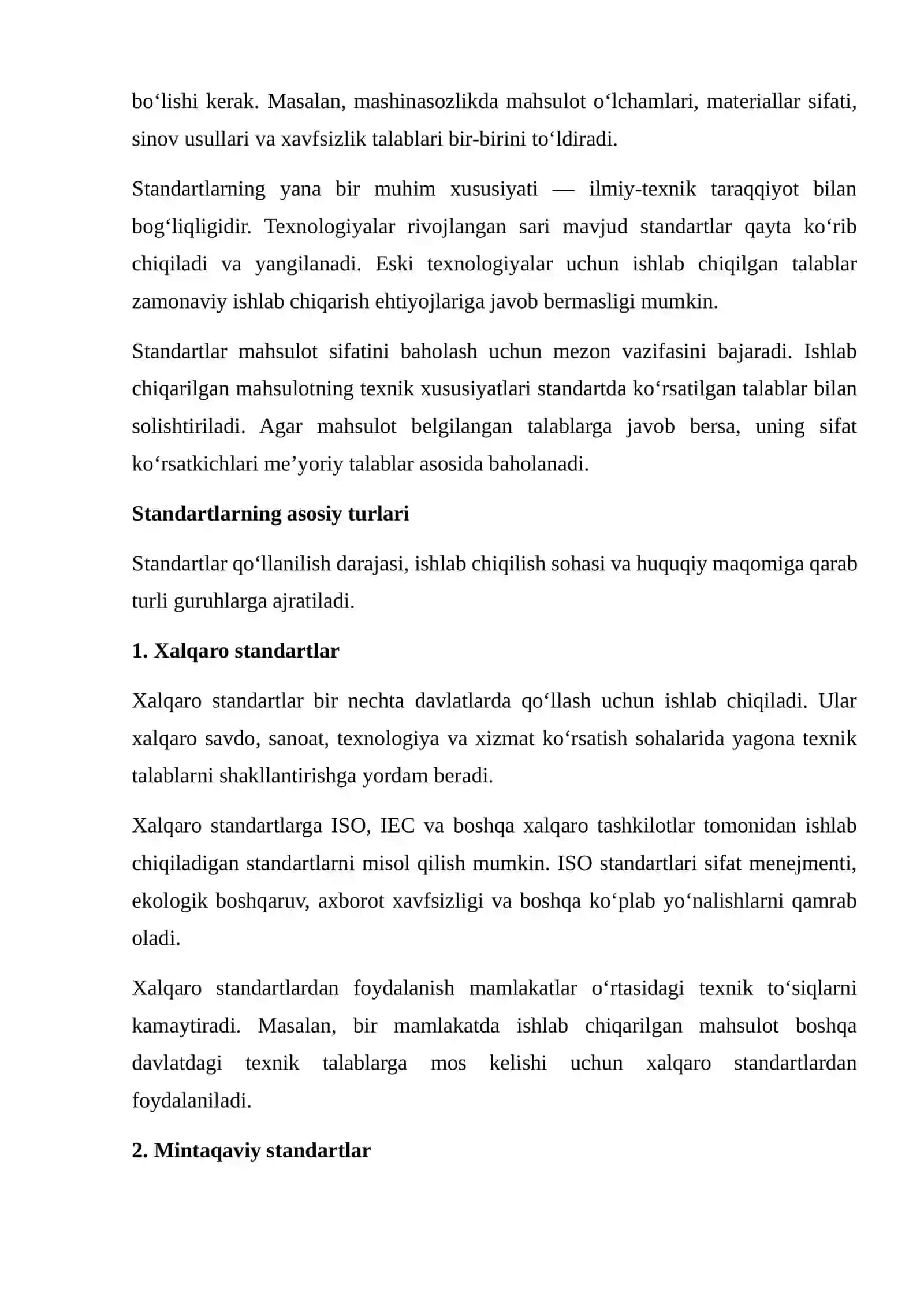Standart turlari, kategoriyalari va ularning qo'llanilish sohalari 3