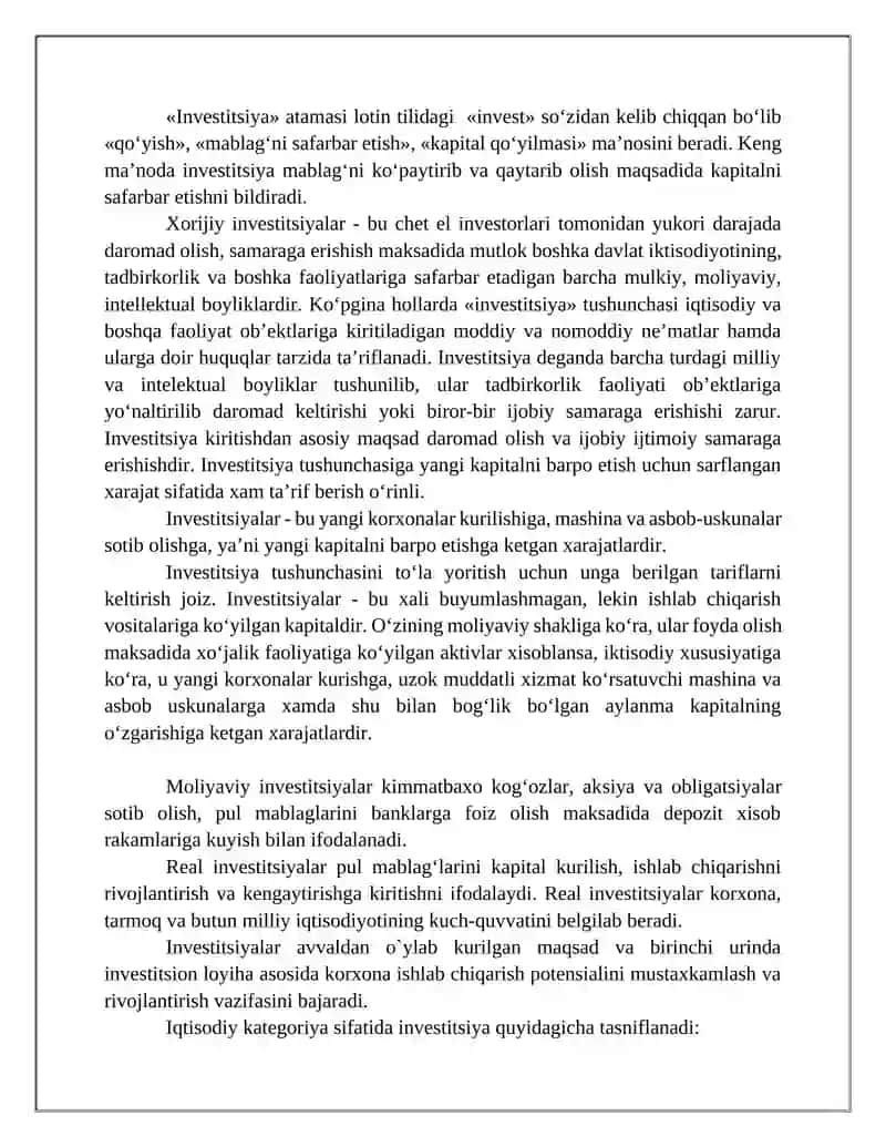 Korxonaning investitsion faoliyati 3