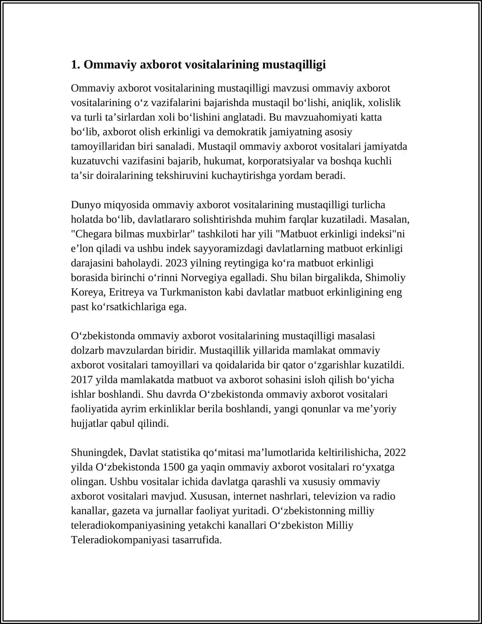 Ommaviy axborot vositalarining mustaqilligi 3