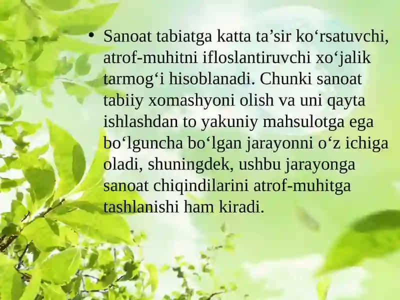 SANOAT VA EKOLOGIK MUAMMOLAR 3