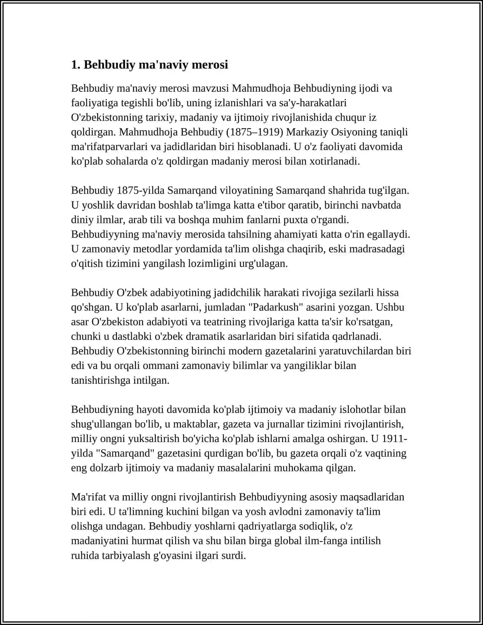 BEHBUDIY MAQOLALARINI TO'PLASH VA O'RGANISH 3
