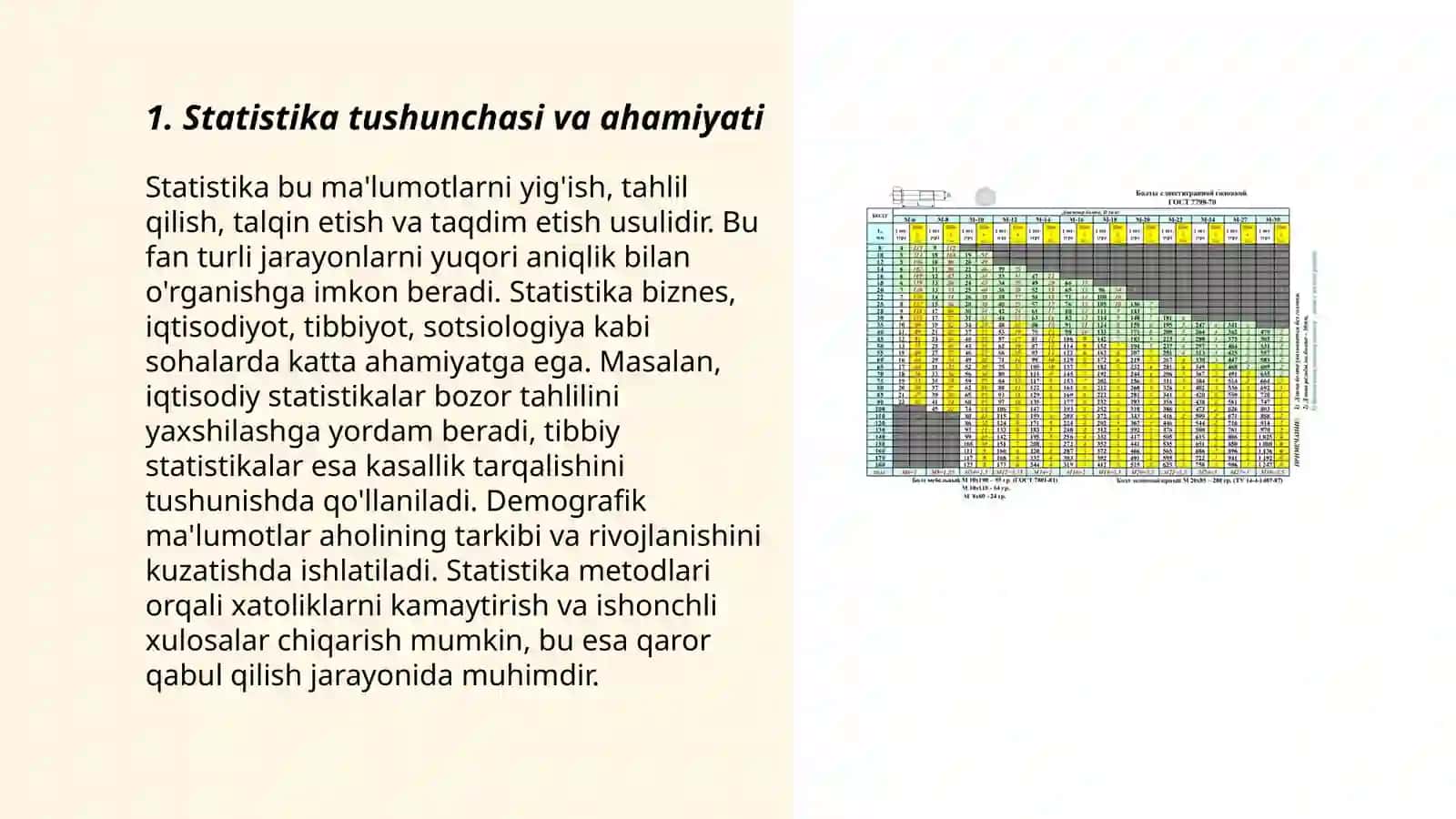 Statistika to'plamining mazmuni va xususiyatlari 3