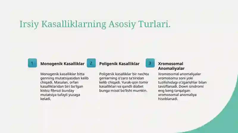 Irsiy kasalliklar klassifikatsiyasi 3