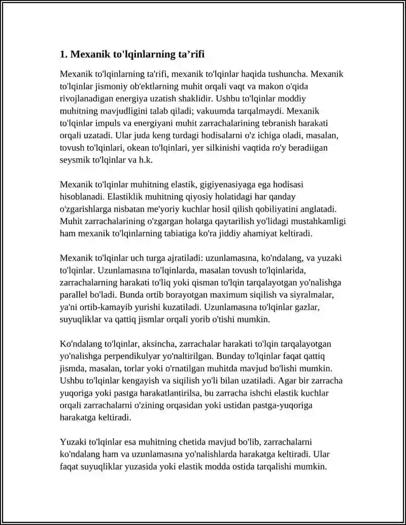 MEXANIK TO'LQINLAR HAQIDA TUSHUNCHA 3