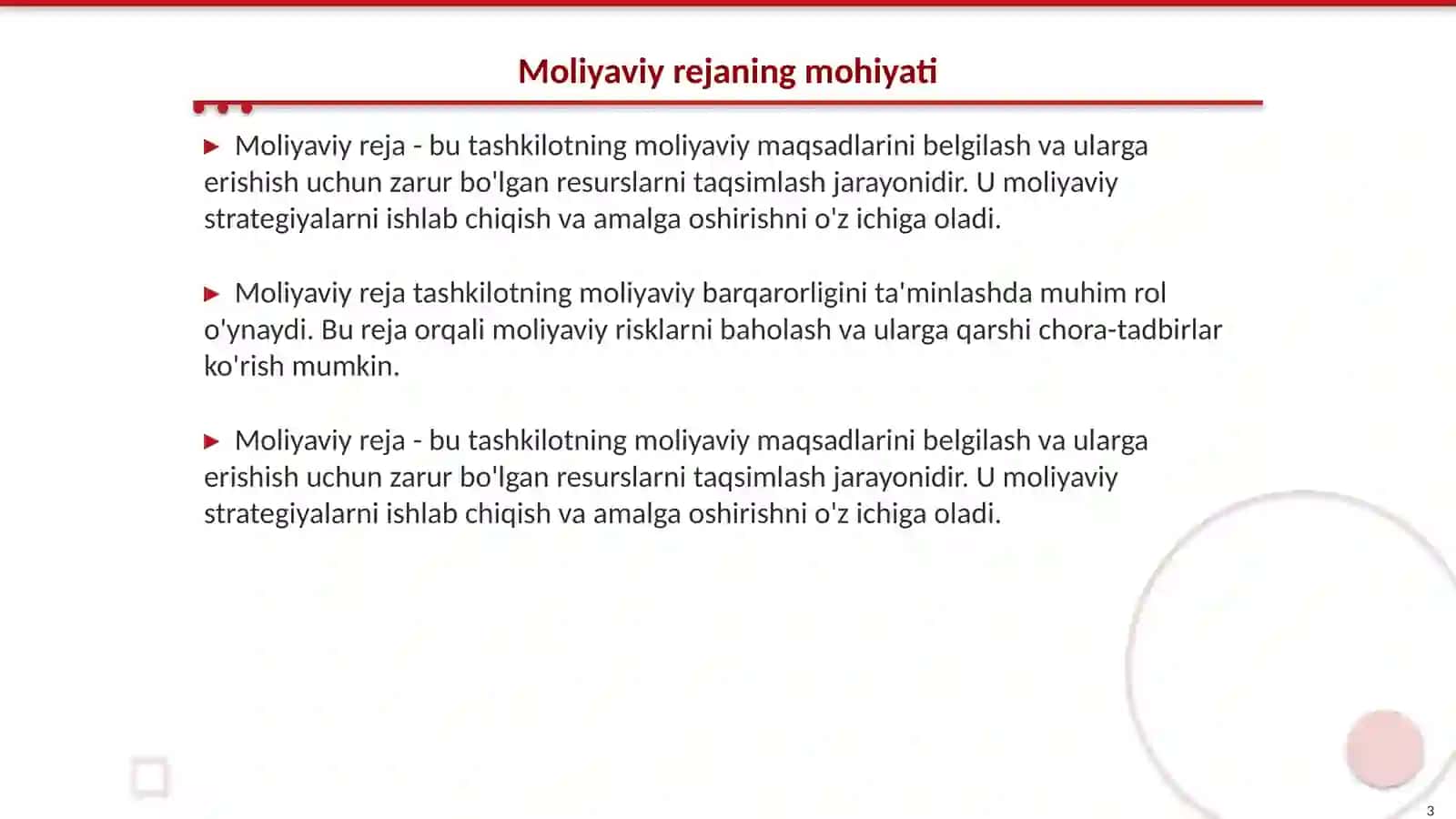 Moliyaviy rejaning turlari va tuzilishi 3