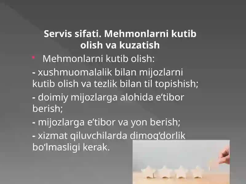 RESTORANLARDA MEHMONLAR ISHONCHI. BARLARDAGI SERVIS 3