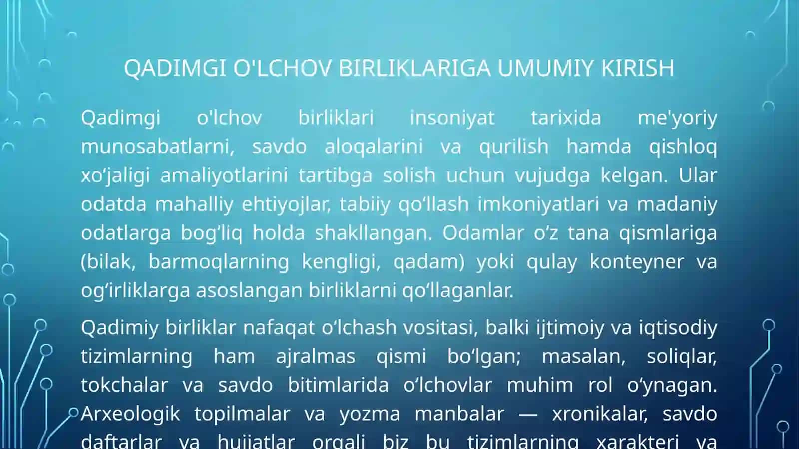 Qadimgi o'lchov birliklari haqida ma'lumot 3