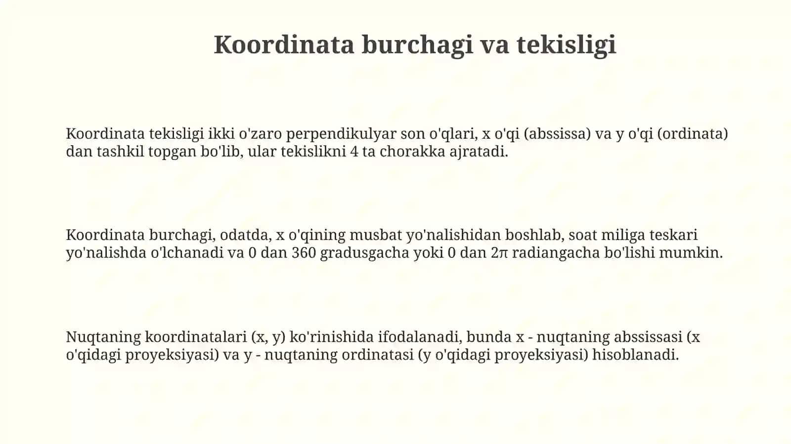 Koordinata burchagi.Sodda grafiklar 3