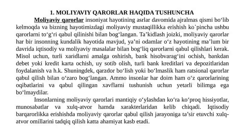 Moliyaviy qarorlar haqida tushuncha 3