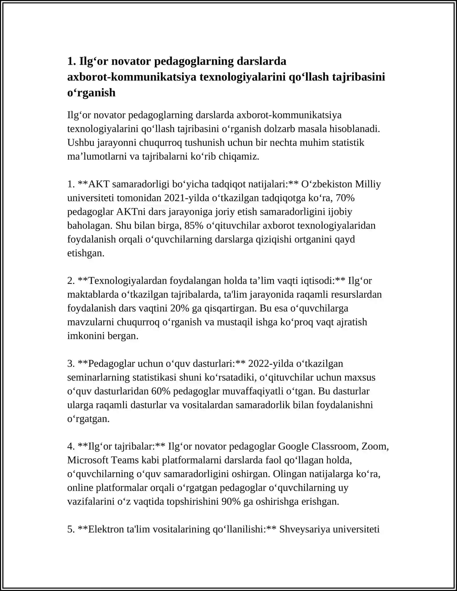 ILGʻOR NOVATOR -PEDAGOGLARNING ISH TAJRIBASINI OʻRGANISH 3