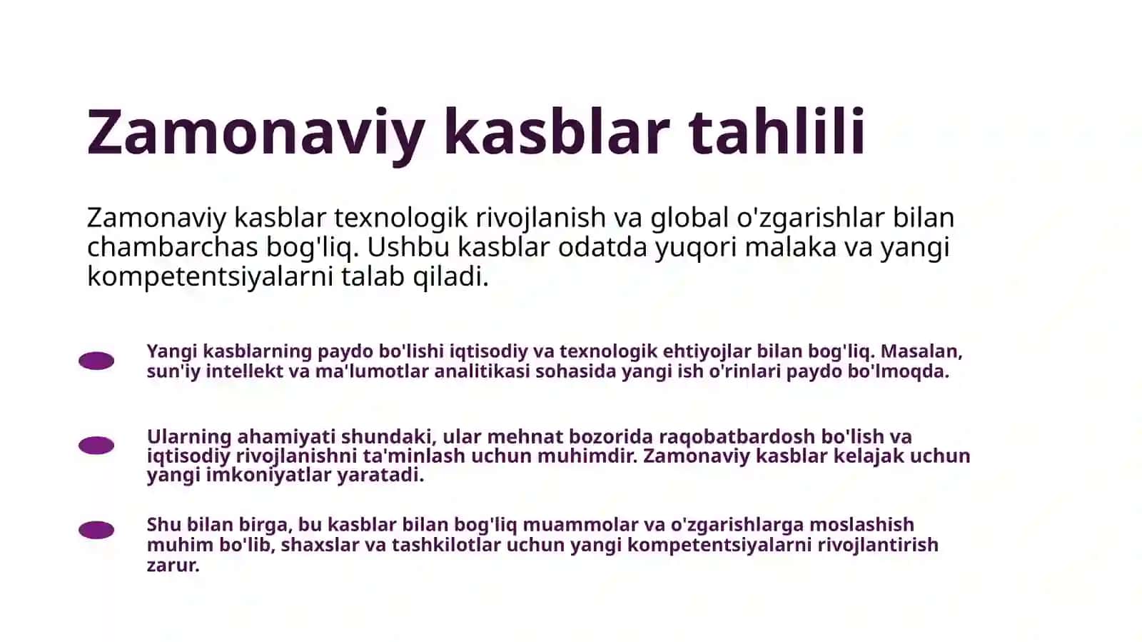ZAMONAVIY KASBLAR KELAJAK KASBLARI TALABALAR DAROMAD 2026 YIL 3