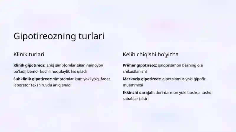 Gipotireoz: Klinikasi va Davosi 3