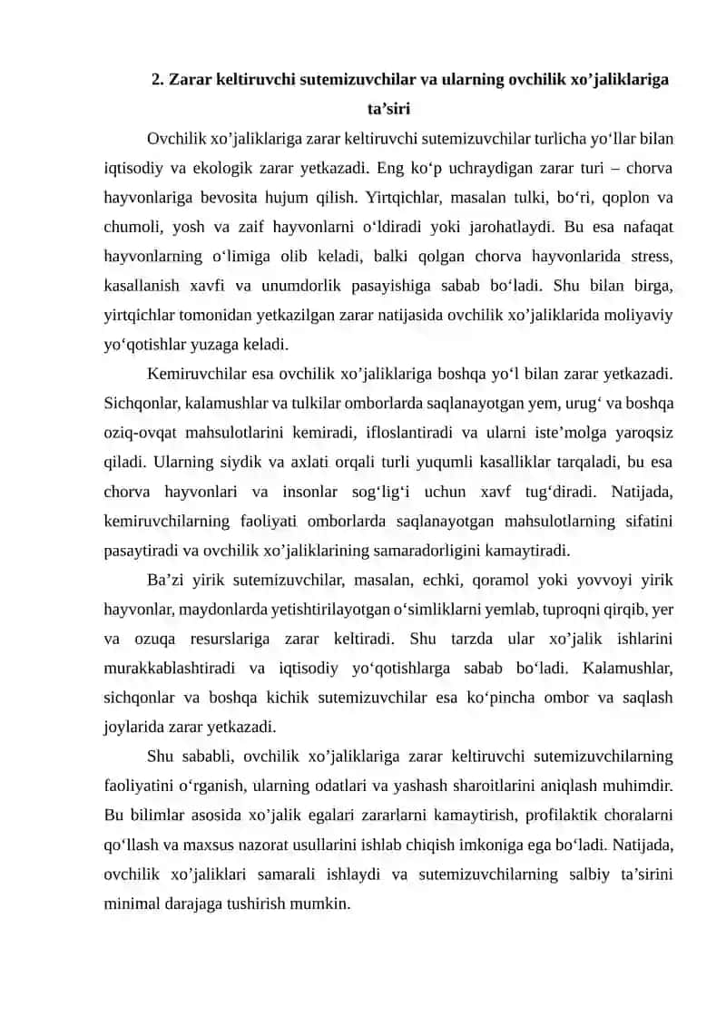 Zarar keltiruvchi sutemizuvchilar 3