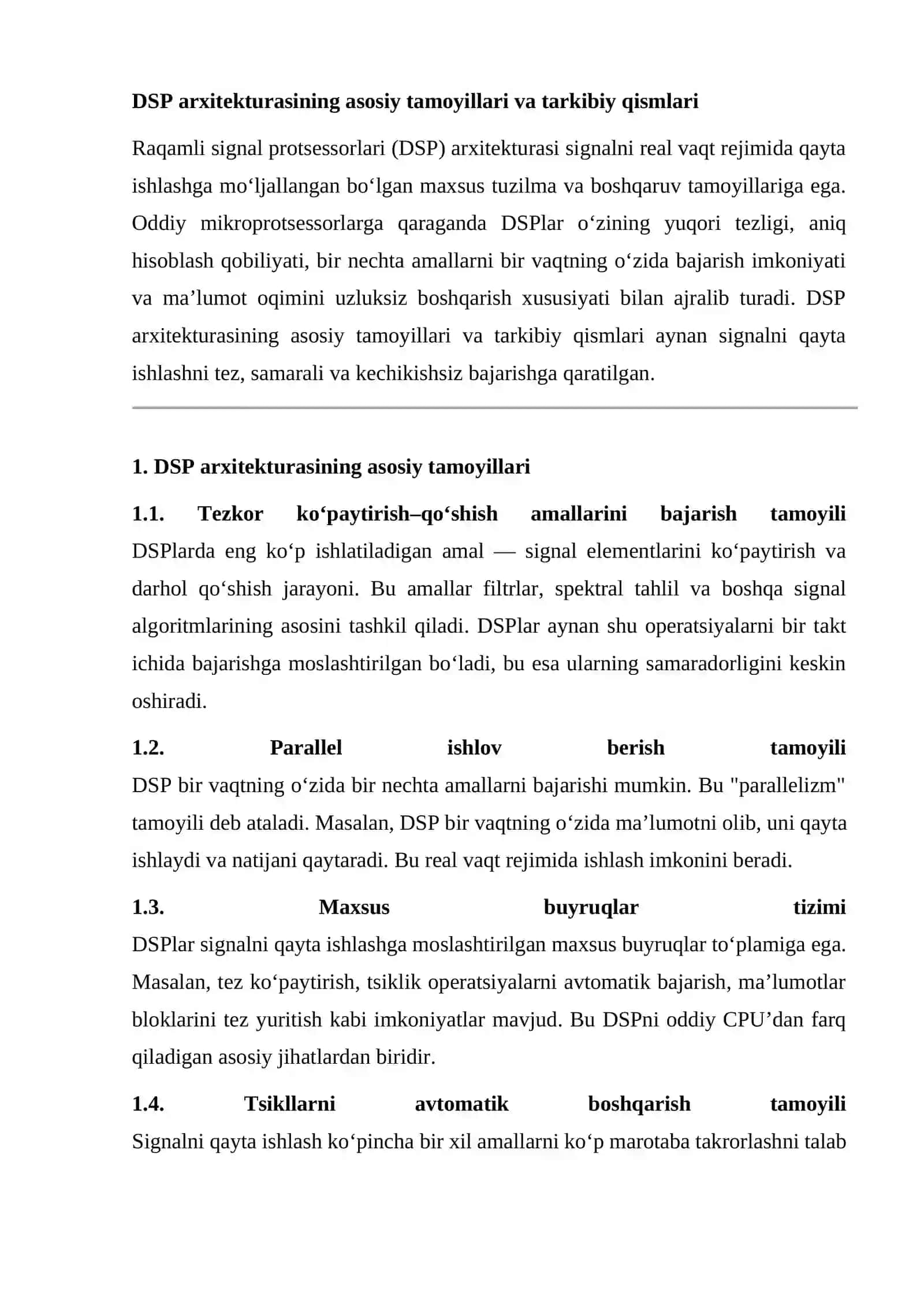 Zamonaviy signal pritsessorlari arxitekturalarini o‘rganish. 3
