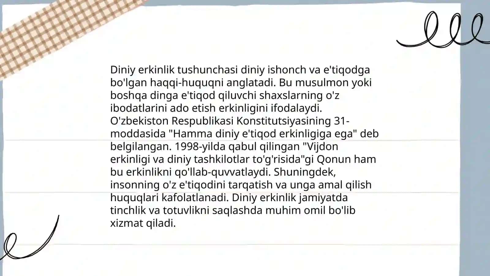 Vijdon erkinligi va diniy eʼtiqod erkinligi 3