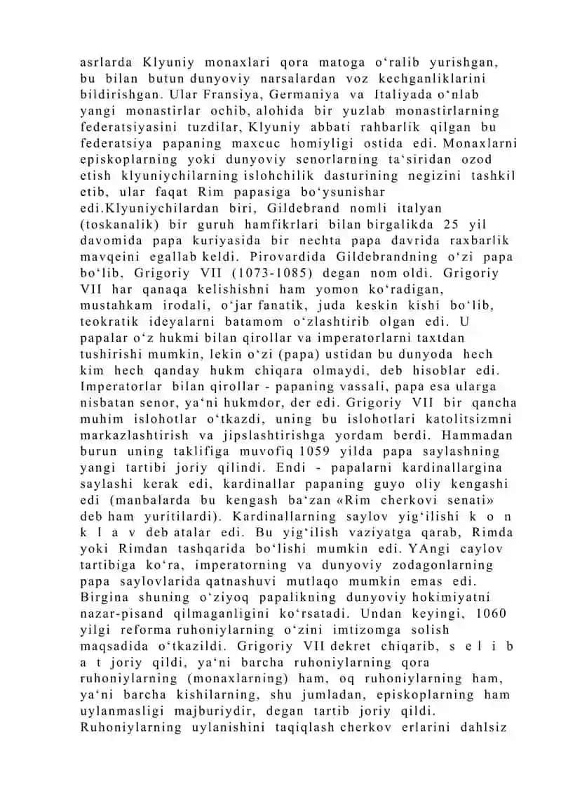 O’rta asrlar xristian cherkov va unga qarshi xarakatlar 3