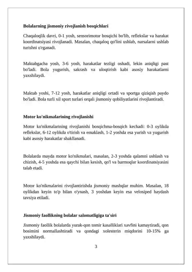 Bolalar jismoniy rivojlanishi nazariyasi va texnologiyasi: fan sifatida 3