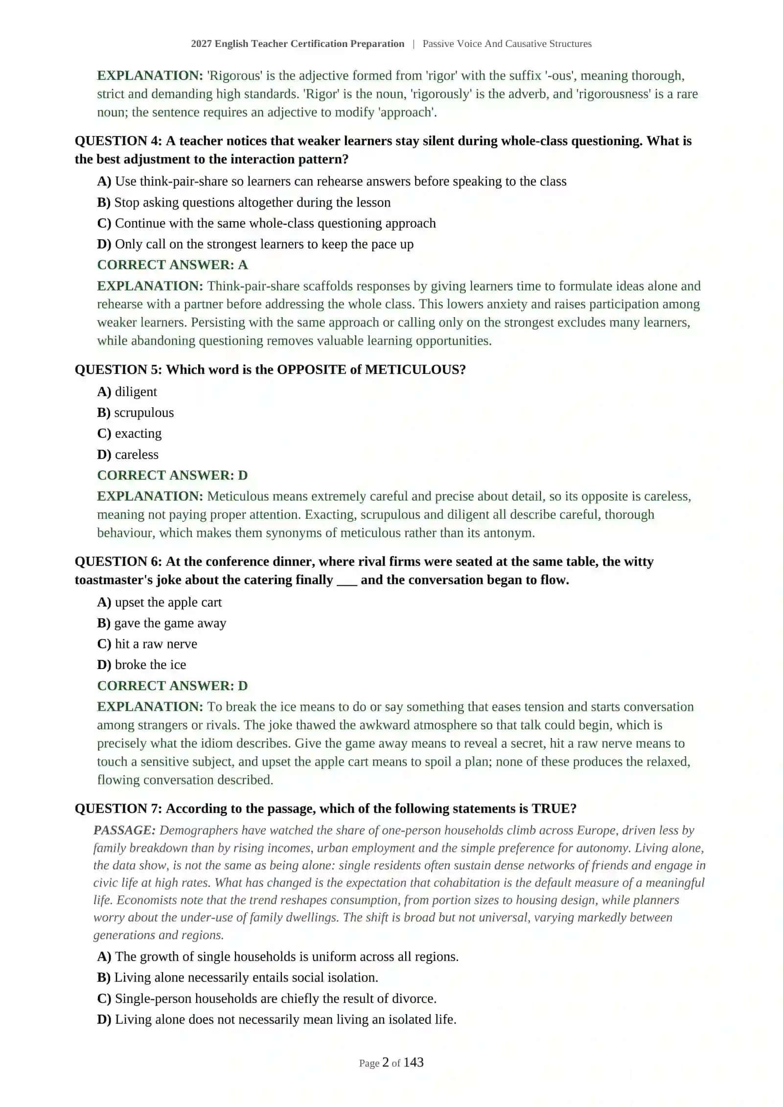 ADVANCED ENGLISH TEACHER CERTIFICATION - PASSIVE VOICE AND CAUSATIVE STRUCTURES - 2027 CERTIFICATION PREPARATION 3