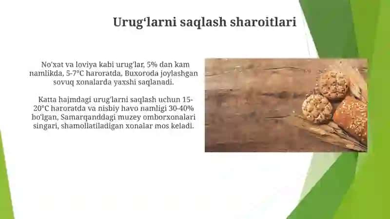 Urug'larni saqlash va hujjatlashtirish 3