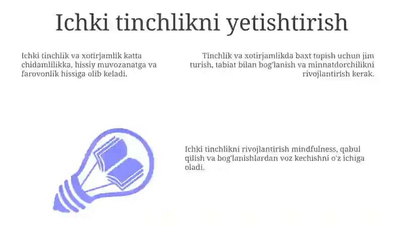 Tinchlik va xotirjamlik baxti 3
