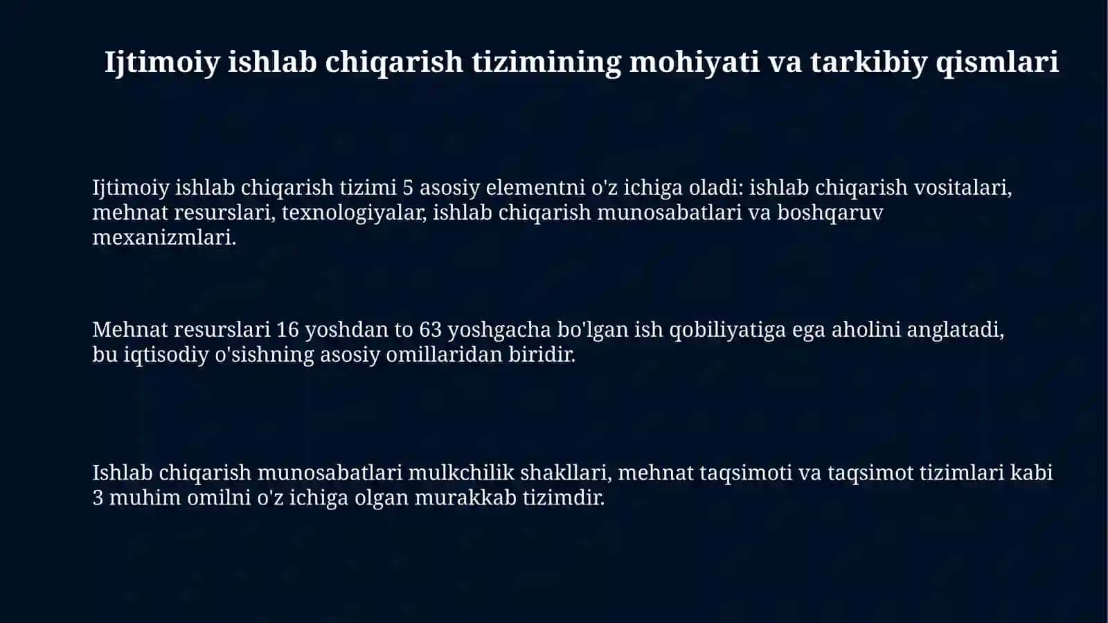 Ijtimoiy ishlab chiqarish tizimi 3
