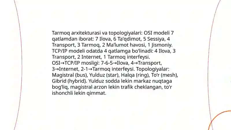 Tarmoq texnologiyalari. Internet bayonnomalari. Intemetda xabar almashish va soʻzlashuv xizmatlari 3