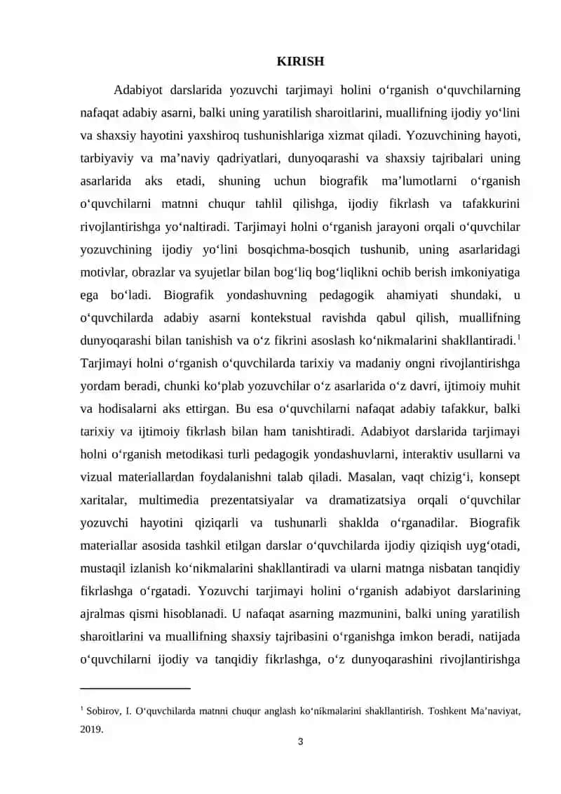 Adabiyot darslarida yozuvchi tarjimayi holini o‘rganish 3