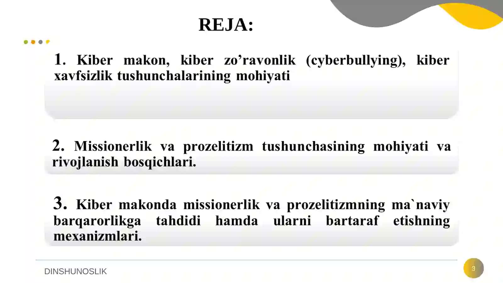 Dinlar falsafasi 3