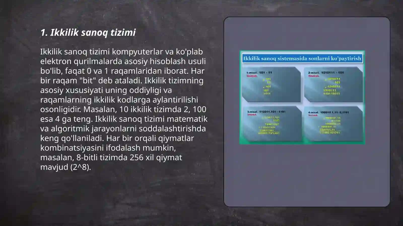 Oʻnlik boʻlmagan sanoq sistemasi va amallari 3