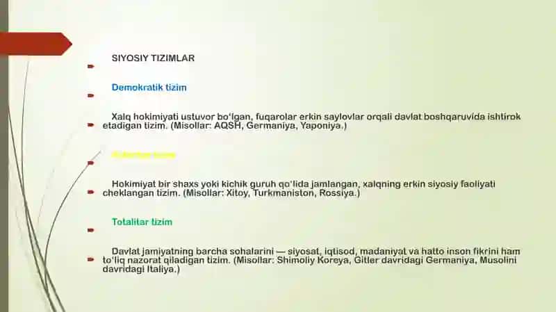 Davlatning boshqaruv va tuzilish shakllari 3