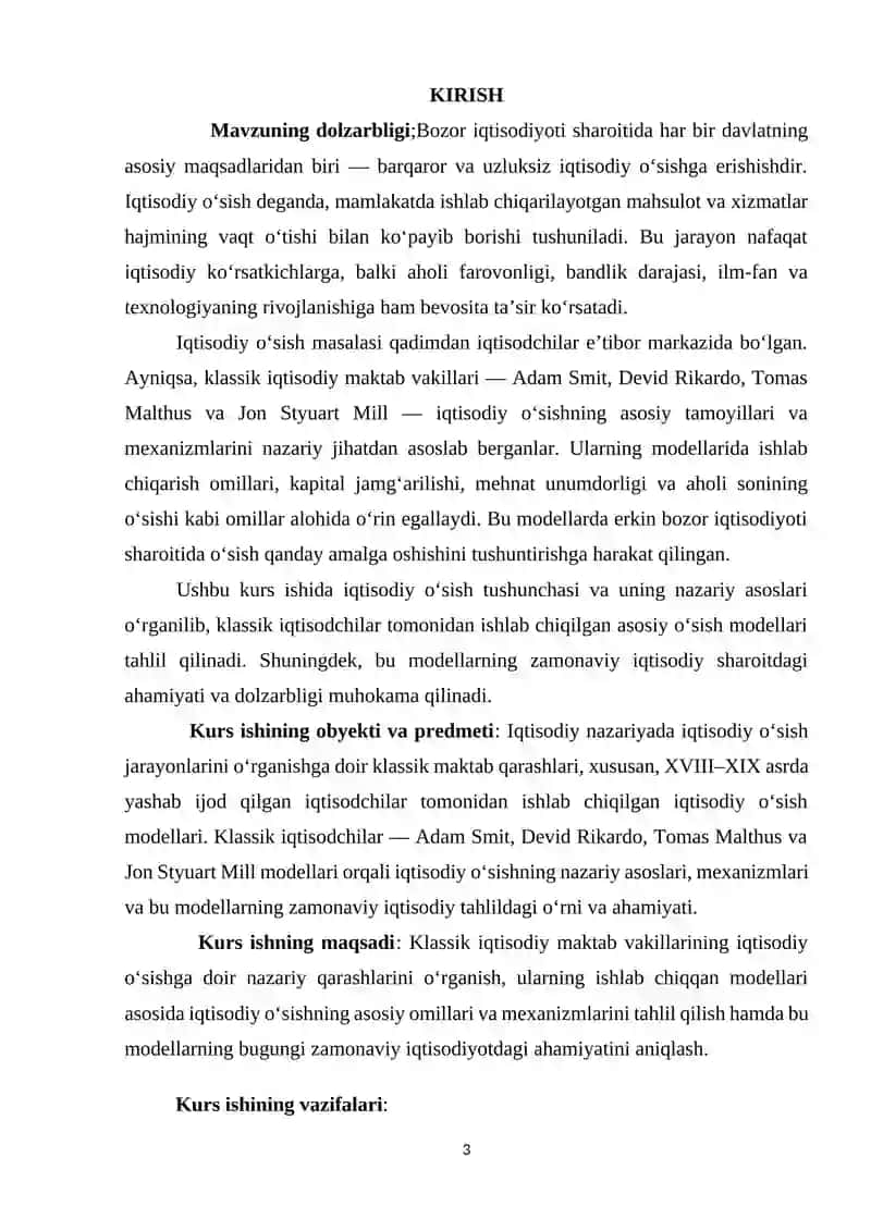 Iqtisodiy o'sishning klassik modellari 3