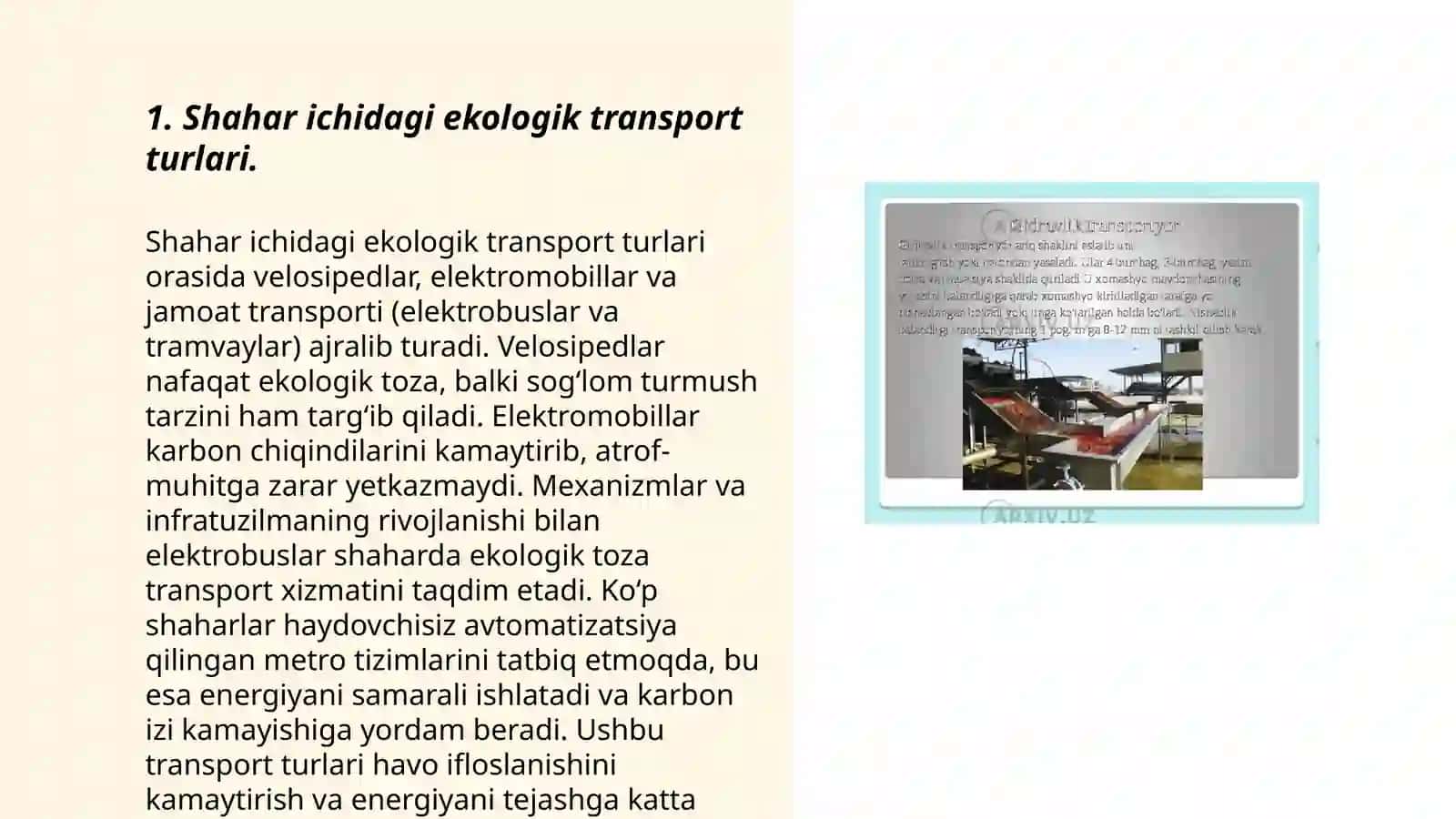 Shahar ichidagi ekologik transport turlari 3