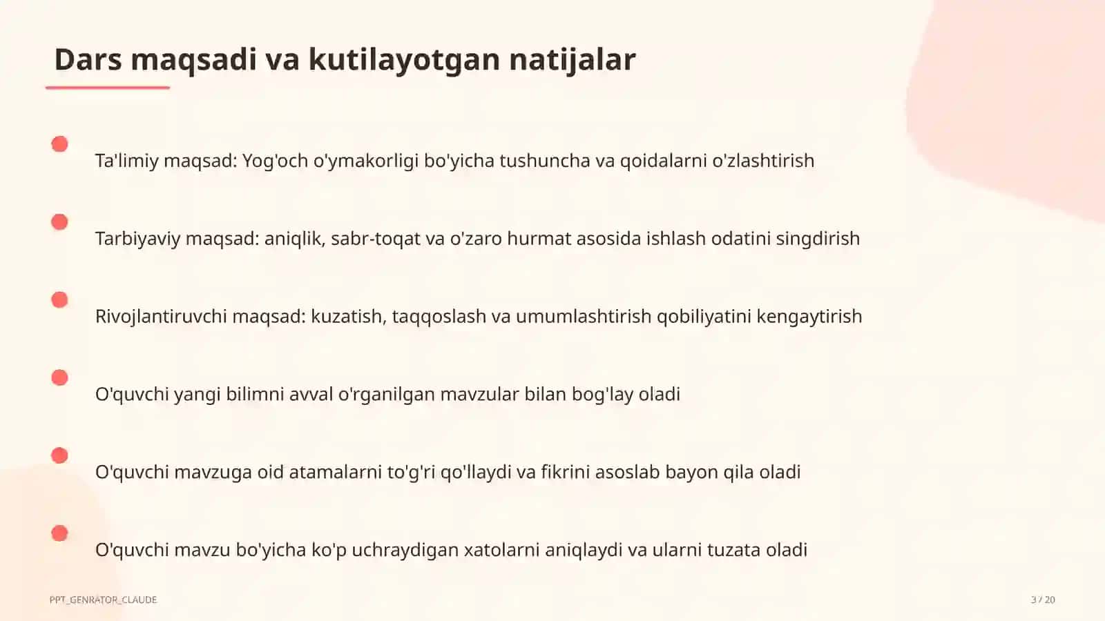 Yog'och o'ymakorligi (7-sinf) 3