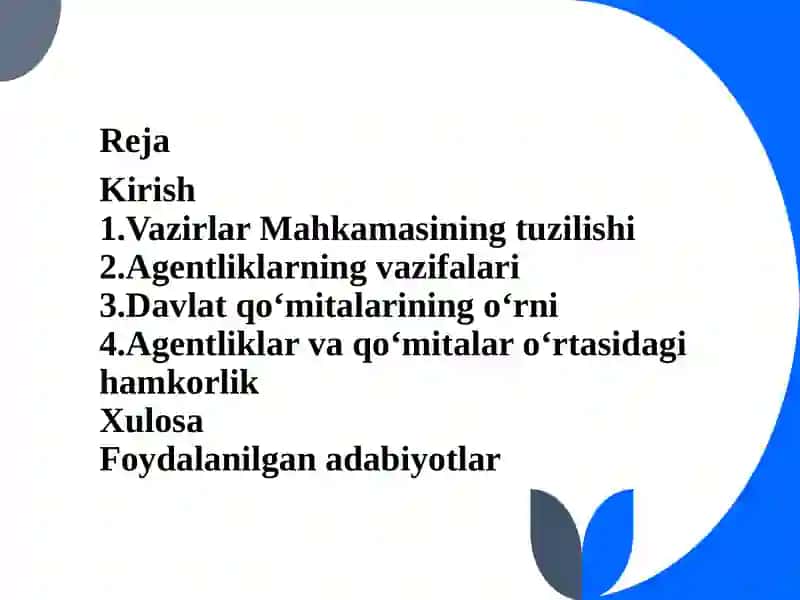 Vazirlar Mahkamasi Agentliklar va Qo'mitalar 3