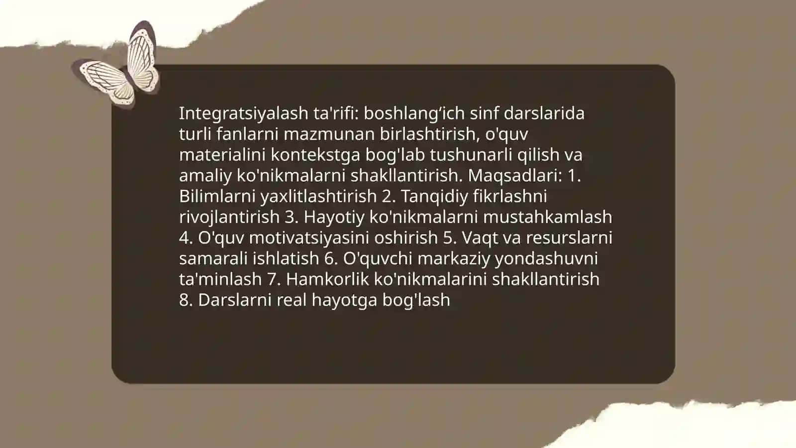Boshlangʻich sinfda darslarini integratsiyalash 3